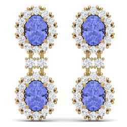 8.35 CTW Royalty Tanzanite & VS Diamond Earrings 18K Yellow Gold - REF-263N6Y - 38819