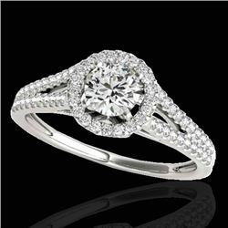 1.3 CTW H-SI/I Certified Diamond Solitaire Halo Ring 10K White Gold - REF-167X3T - 33882