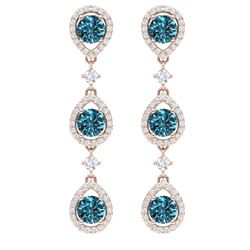 5.28 CTW Royalty Fancy Blue, SI Diamond Earrings 18K Rose Gold - REF-427T3X - 39100