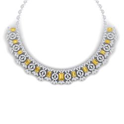 46.38 CTW Royalty Canary Citrine & VS Diamond Necklace 18K White Gold - REF-1563H6W - 39387