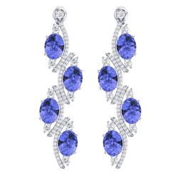 16.23 CTW Royalty Tanzanite & VS Diamond Earrings 18K White Gold - REF-354X5T - 38985