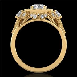 2.11 CTW VS/SI Diamond Solitaire Art Deco 3 Stone Ring 18K Yellow Gold - REF-472H8W - 37330