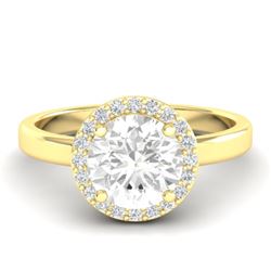 1.75 CTW VS/SI Diamond Certified Pave Ring Bridal 18K Yellow Gold - REF-533Y8N - 21640