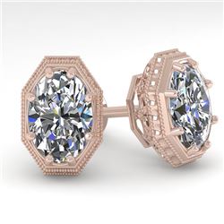 2 CTW VS/SI Oval Cut Diamond Stud Earrings 18K Rose Gold - REF-499X3T - 35981