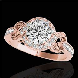 1.33 CTW H-SI/I Certified Diamond Solitaire Halo Ring 10K Rose Gold - REF-159K6R - 33806
