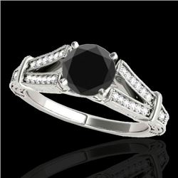 1.25 CTW Certified Vs Black Diamond Solitaire Antique Ring 10K White Gold - REF-64Y8N - 34660