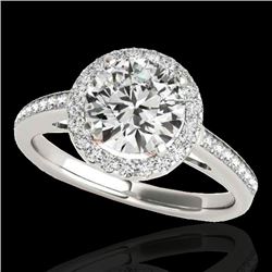 1.3 CTW H-SI/I Certified Diamond Solitaire Halo Ring Two Tone 10K White & Rose Gold - REF-172Y8N - 3