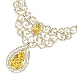 73.43 CTW Royalty Canary Citrine & VS Diamond Necklace 18K Yellow Gold - REF-1527N3Y - 39850