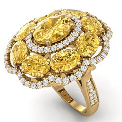 13.71 CTW Royalty Canary Citrine & VS Diamond Ring 18K Yellow Gold - REF-218Y2N - 39200