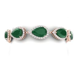 42 CTW Royalty Emerald & VS Diamond Bracelet 18K Rose Gold - REF-636W4H - 38857