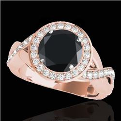 1.75 CTW Certified Vs Black Diamond Solitaire Halo Ring 10K Rose Gold - REF-87M5F - 33271