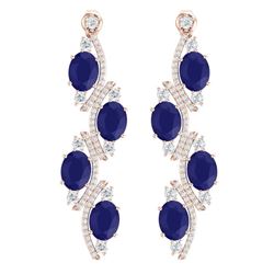 16.12 CTW Royalty Sapphire & VS Diamond Earrings 18K Rose Gold - REF-272X8T - 38983
