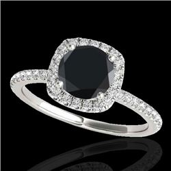 1.5 CTW Certified Vs Black Diamond Solitaire Halo Ring 10K White Gold - REF-60K4R - 33337