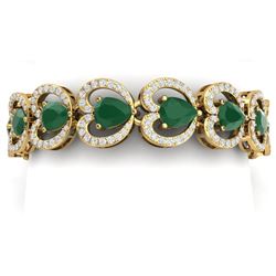 32.15 CTW Royalty Emerald & VS Diamond Bracelet 18K Yellow Gold - REF-690K9R - 38687