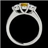 Image 2 : 2 CTW Certified Si Fancy Intense Yellow Diamond 3 Stone Solitaire Ring 10K White Gold - REF-281T8X -
