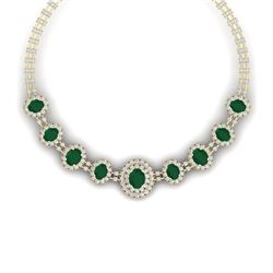 45.69 CTW Royalty Emerald & VS Diamond Necklace 18K Yellow Gold - REF-1618T2X - 38792