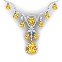 35.70 CTW Royalty Canary Citrine & VS Diamond Necklace 18K White Gold - REF-618T2X - 38601