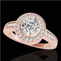 1.50 CTW H-SI/I Certified Diamond Solitaire Halo Ring 10K Rose Gold - REF-170R9K - 33892