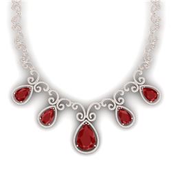 38.42 CTW Royalty Ruby & VS Diamond Necklace 18K Rose Gold - REF-1218F2M - 39529
