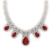Image 1 : 38.42 CTW Royalty Ruby & VS Diamond Necklace 18K Rose Gold - REF-1218F2M - 39529
