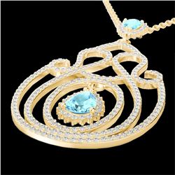 3.20 CTW Sky Blue Topaz & Micro VS/SI Diamond Heart Necklace 14K Yellow Gold - REF-162R4K - 22445