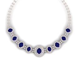 45.69 CTW Royalty Sapphire & VS Diamond Necklace 18K Rose Gold - REF-1581M8F - 38797