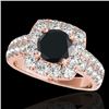 Image 1 : 2.5 CTW Certified Vs Black Diamond Solitaire Halo Ring 10K Rose Gold - REF-126M2F - 33647