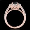 Image 2 : 2.5 CTW Certified Vs Black Diamond Solitaire Halo Ring 10K Rose Gold - REF-126M2F - 33647