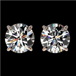 2.05 CTW Certified H-SI/I Quality Diamond Solitaire Stud Earrings 10K Rose Gold - REF-289T3X - 36635