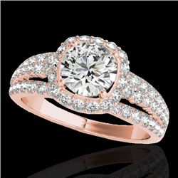 2.25 CTW H-SI/I Certified Diamond Solitaire Halo Ring 10K Rose Gold - REF-254K5R - 34008