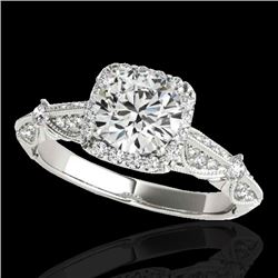 1.36 CTW H-SI/I Certified Diamond Solitaire Halo Ring 10K White Gold - REF-161H8W - 33751