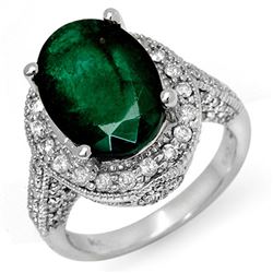 6.50 CTW Emerald & Diamond Ring 18K White Gold - REF-122T2X - 11897