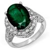 Image 1 : 6.50 CTW Emerald & Diamond Ring 18K White Gold - REF-122T2X - 11897