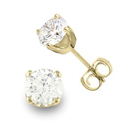 0.50 CTW Certified VS/SI Diamond Solitaire Stud Earrings 14K Yellow Gold - REF-50F9M - 13528