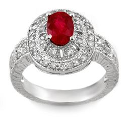 1.93 CTW Ruby & Diamond Ring 14K White Gold - REF-67X6T - 11025