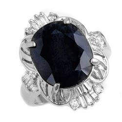 8.07 CTW Blue Sapphire & Diamond Ring 14K White Gold - REF-69F3M - 12683