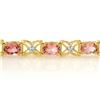 Image 2 : 6.0 CTW Pink Tourmaline & Diamond Bracelet 14K Yellow Gold - REF-108R2K - 14139