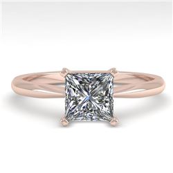 1.01 CTW Princess Cut VS/SI Diamond Engagement Designer Ring 18K Rose Gold - REF-285N2Y - 32417