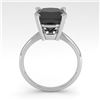 Image 4 : 6.0 CTW Cushion Black Diamond Engagement Designer Ring 14K White Gold - REF-142M2F - 38488