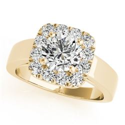 1.3 CTW Certified VS/SI Diamond Solitaire Halo Ring 18K Yellow Gold - REF-258F8M - 26897