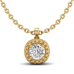 1.1 CTW VS/SI Diamond Solitaire Art Deco Stud Necklace 18K Yellow Gold - REF-218Y2N - 37123