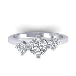 1.25 CTW Certified VS/SI Diamond Solitaire 3 Stone Ring 14K White Gold - REF-201R3K - 30405