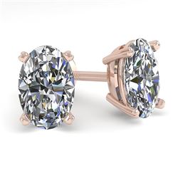 1.02 CTW Oval Cut VS/SI Diamond Stud Designer Earrings 14K Rose Gold - REF-150F8M - 30588