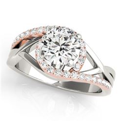 1.3 CTW Certified VS/SI Diamond Bypass Solitaire Ring 18K White & Rose Gold - REF-396H5W - 27687