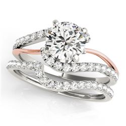 1.37 CTW Certified VS/SI Diamond Bypass Solitaire 2Pc Set Two Tone 14K White & Rose Gold - REF-210M2