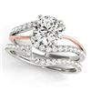 Image 1 : 1.37 CTW Certified VS/SI Diamond Bypass Solitaire 2Pc Set Two Tone 14K White & Rose Gold - REF-210M2