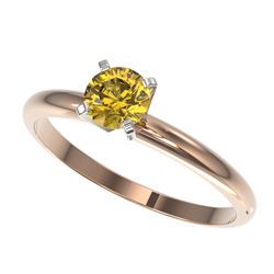 0.50 CTW Certified Intense Yellow SI Diamond Solitaire Engagement Ring 10K Rose Gold - REF-58X2T - 3