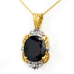 8.59 CTW Blue Sapphire & Diamond Pendant 14K Yellow Gold - REF-59M8F - 14102