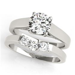 0.6725 CTW Certified VS/SI Diamond 2Pc Set Solitaire Wedding 14K White Gold - REF-105M3F - 32105