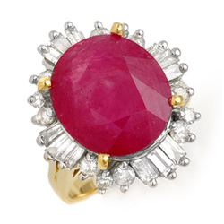 9.68 CTW Ruby & Diamond Ring 14K Yellow Gold - REF-123N5Y - 13269